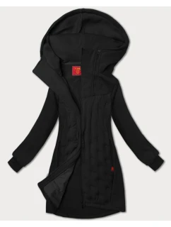 Čierna dámska dlhá mikina so stojačikom a kapucňou LHD (AMG-178)