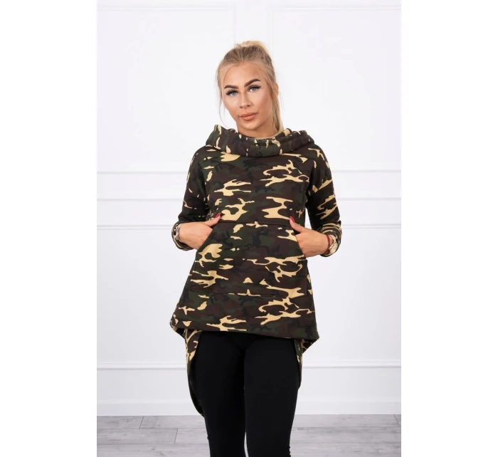 Mikina moro s dlhým chrbtom khaki+hnedá Mikina moro s dlhým chrbtom khaki+hnedá