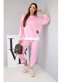 Dámská souprava s s volnou mikinou a tepláky světle růžový model 21808633 - K-Fashion