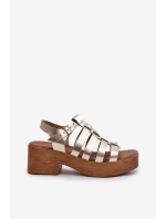 Zazoo 40410 Skórzane Sandały Damskie Złote