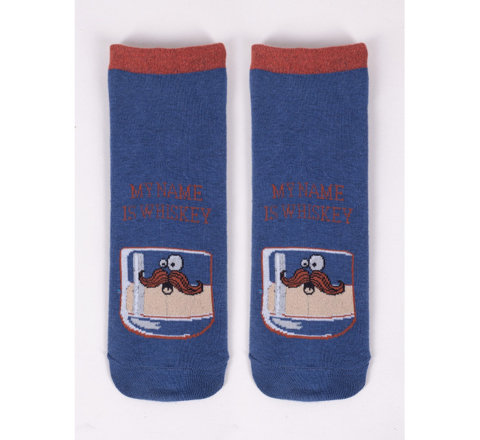 Yoclub Bavlnené ponožky vzory farby SKS-0086F-C100 Modrá
