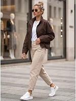 Dámska oversize prechodová bunda s golierom, čokoládová, FashionStreet TY6089 Dámska oversize prechodová bunda s golierom, čokoládová, FashionStreet TY6089