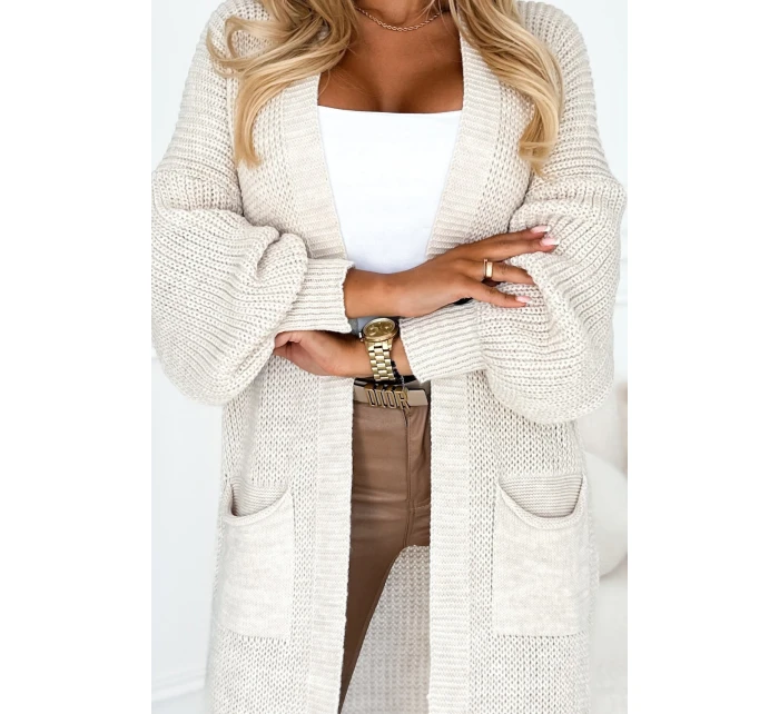 model 21290276 Cardigan svetr s kapsami béžová barva - numoco basic