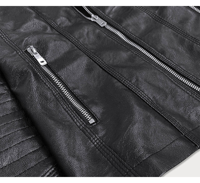 Čierna bunda ramoneska so stojačikom (B0110)
