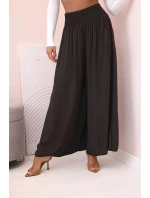 Dámske viskózové nohavice s elastickým pásom hnedé