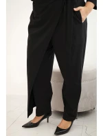 Dámský bavlněný overal Plus Size s vázáním v pase a 3/4 rukávem černý