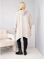 Dámská bavlněná mikina Plus Size s kapucí a pleteným panelem fango zelená Dámská bavlněná mikina Plus Size s kapucí a pleteným panelem fango zelená