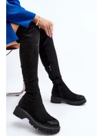 Dámské boty na plochém podpatku nad koleno  Černé model 21644650 - Boto