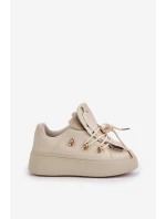 Sneakersy Damskie Na Platformie Beżowe Dolistana