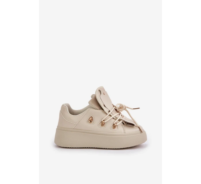 Sneakersy Damskie Na Platformie Beżowe Dolistana