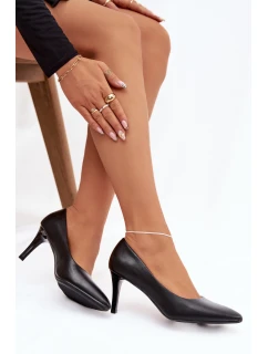 Kožené lodičky model 21821724 Černé - SERGIO LEONE