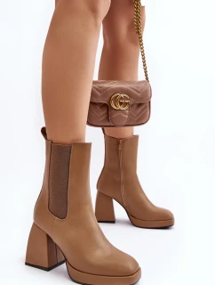 Dámské Kozačky Na Platformě A Vysokém Podpatku, Hnědé Stelares