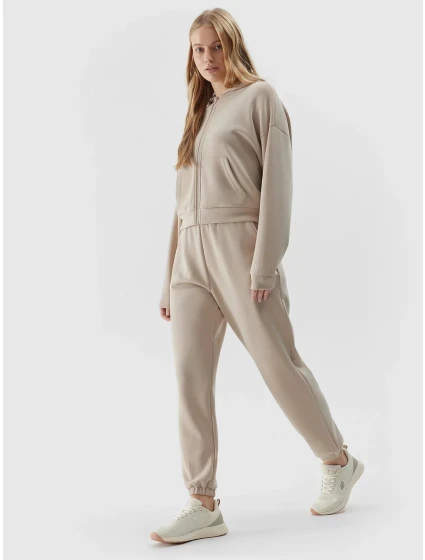 Dámská mikina s kapucí a zipem 4F - hnědá Dámská mikina s kapucí a zipem 4F - hnědá