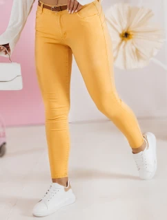 CLARET dámske džínsové nohavice s opaskom žlté FashionStreet UY2454