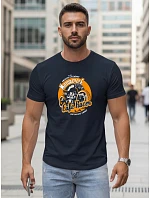 Pánske tričko s potlačou tmavomodré FashionStreet NX5095R