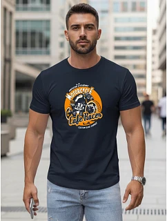 Pánske tričko s potlačou tmavomodré FashionStreet NX5095R