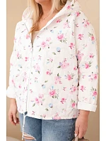 Dámske Plus veľkosť jarná bunda s malým kvetinovým vzorom ružová