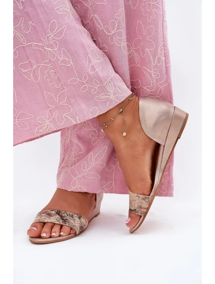 Kožené sandály model 21697441 zlaté - Maciejka