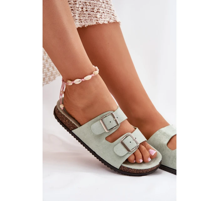 Klapki Damskie Z Klamrami Miętowe Oliena