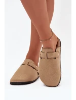 Klapki Chodaki Damskie Na Korkowej Platformie Ze Złotą Klamrą Big Star SS274738 Beżowe Klapki Chodaki Damskie Na Korkowej Platformie Ze Złotą Klamrą Big Star SS274738 Beżowe