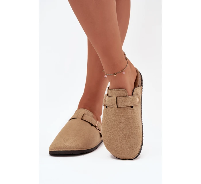 Klapki Chodaki Damskie Na Korkowej Platformie Ze Złotą Klamrą Big Star SS274738 Beżowe Klapki Chodaki Damskie Na Korkowej Platformie Ze Złotą Klamrą Big Star SS274738 Beżowe