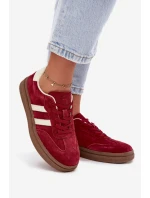 Sneakersy Damskie Zamszowe Na Platformie Bordowe Sylviona