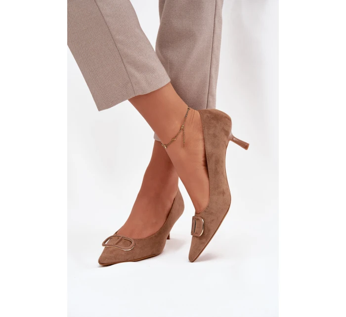 Dámské lodičky s ozdobným detailem tmavě béžové Amelora