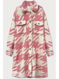 Růžový dámský kabát s vzorem model 15051253 - MADE IN ITALY