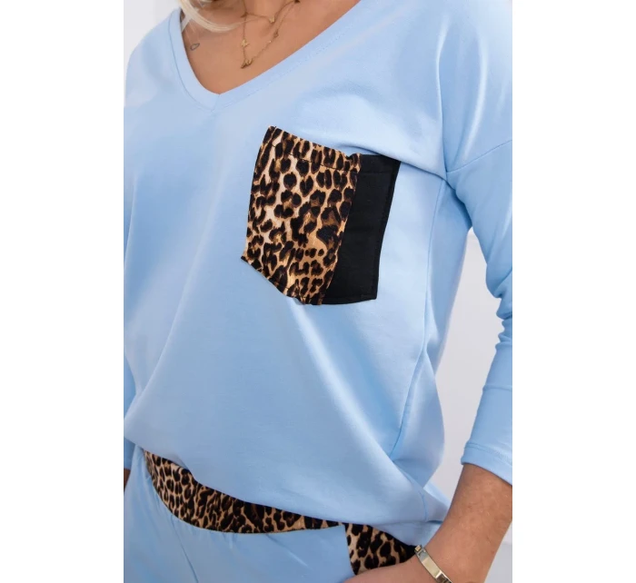 Sada s leopardím potlačou modrej farby