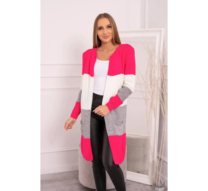 Pruhovaný sveter malinová + ružová