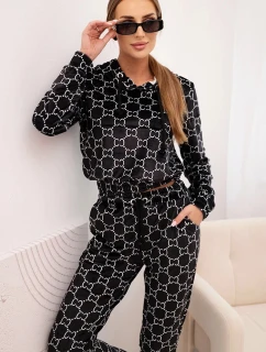 Dámska velúrová súprava s čiernou potlačou