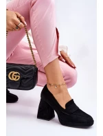 Zamszowe Czółenka Na Masywnym Obcasie I Platformie Czarne Adriel