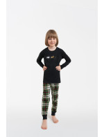 Chlapčenské pyžamo Seward, dlhý rukáv, dlhé nohavice - tmavý melír/potlač
