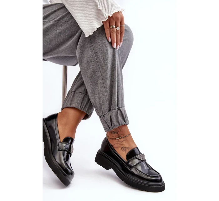 Dámské mokasíny na plochém podpatku Černá Venla Dámské mokasíny na plochém podpatku Černá Venla