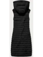 Dámska dlhá čierna prešívaná vesta (JIN219)