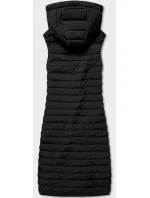 Dámska dlhá čierna prešívaná vesta (JIN219)