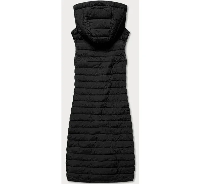 Dámska dlhá čierna prešívaná vesta (JIN219)