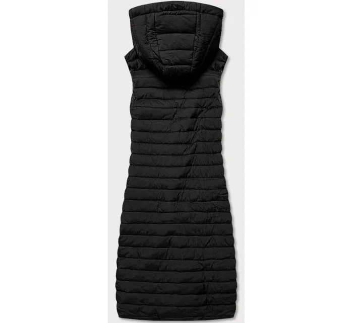 Dámska dlhá čierna prešívaná vesta (JIN219)