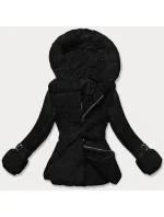 Černá dámská kožešinová bunda s prvky z eko kůže model 21248512 - J.STYLE