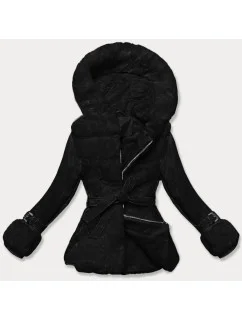 Černá dámská kožešinová bunda s prvky z eko kůže model 21248512 - J.STYLE