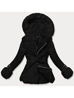 Černá dámská kožešinová bunda s prvky z eko kůže model 21248512 - J.STYLE