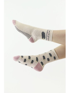 Hravé ponožky 906 béžové s ježkami