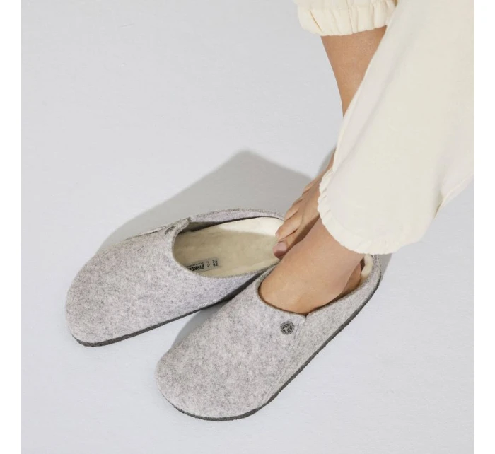 Birkenstock Zermatt Light Grey Wool Felt Insulated Slippers Regular Wide (1015092)