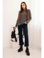 Dámsky detský sveter z alpaky s dlhými rukávmi sivý