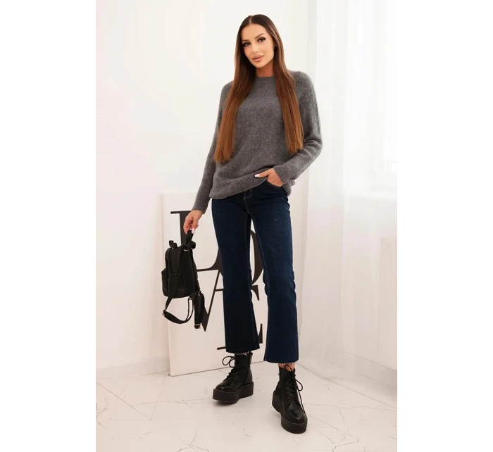 Dámsky detský sveter z alpaky s dlhými rukávmi sivý