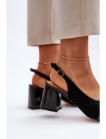 Sandały Damskie Na Słupku Z Ozdobą Czarne D&A MR38-659