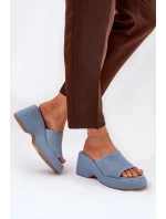 Dámské Pantofle Na Platformě A Klínu Džínové model 21687988 - Boto