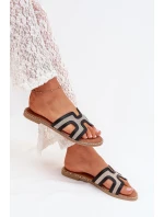 Klapki Damskie Na Płaskim Obcasie Czarne Vereya Klapki Damskie Na Płaskim Obcasie Czarne Vereya