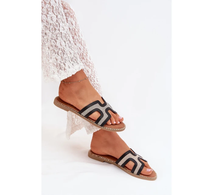 Klapki Damskie Na Płaskim Obcasie Czarne Vereya Klapki Damskie Na Płaskim Obcasie Czarne Vereya