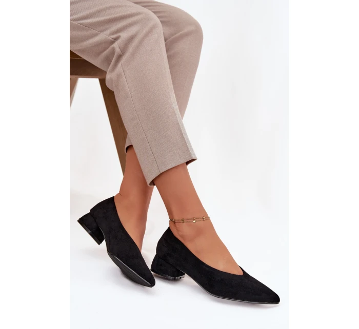 Lodičky na klínku z eko semiše Černé Karielle Lodičky na klínku z eko semiše Černé Karielle